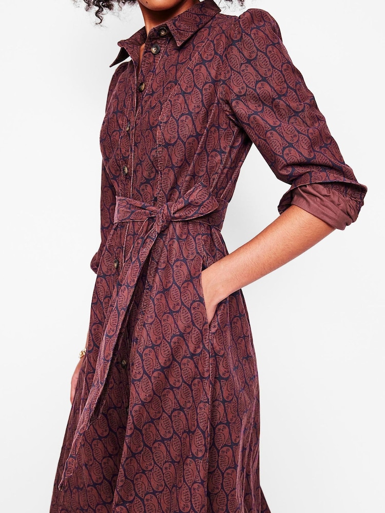 Boden Brown 100% Cotton Aubrey Corduroy Midi Shirt Dress - Image 2 of 6