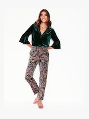 Boden Green Notch Neck Frilled Velvet Top - Image 4 of 5