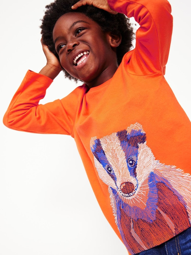 Boden Orange 100% Cotton Superstitch T-Shirt - Image 1 of 5 Boden Orange 100% Cotton Superstitch T-Shirt - Image 1 of 5