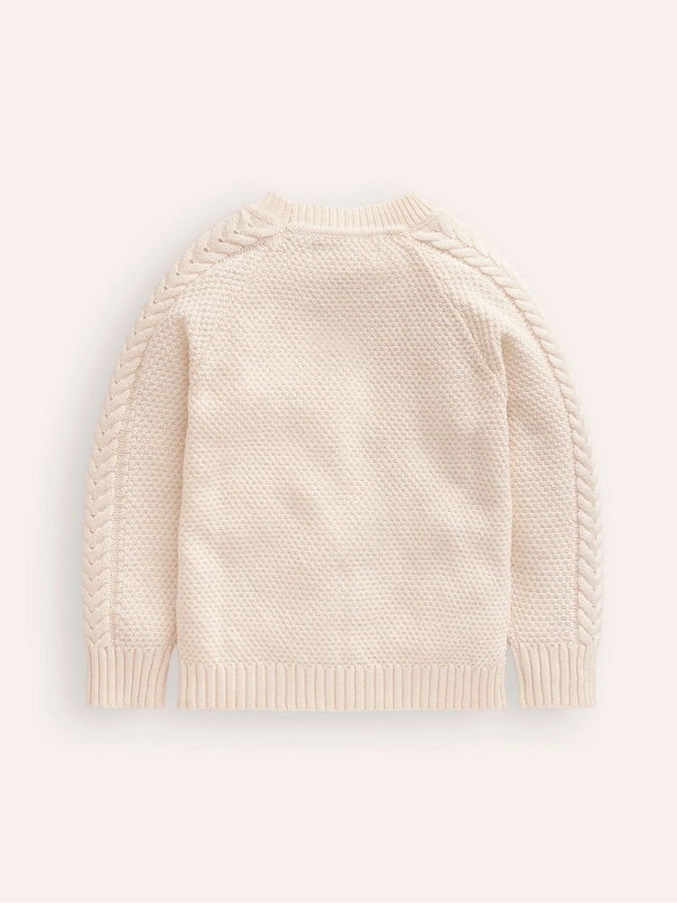 Boden Cream Festive Cable CW Christmas Jumper - Image 2 of 3