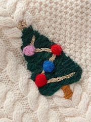 Boden Cream Festive Cable CW Christmas Jumper - Image 3 of 3