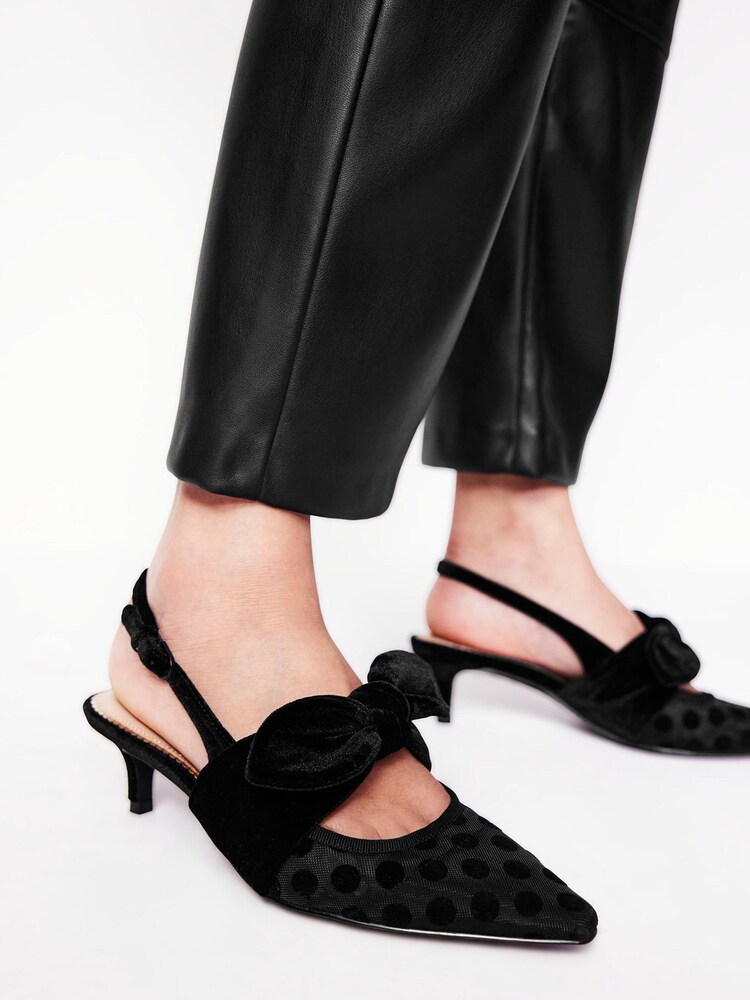 Boden Black Bow Kitten Heels - Image 1 of 4 Boden Black Bow Kitten Heels - Image 1 of 4