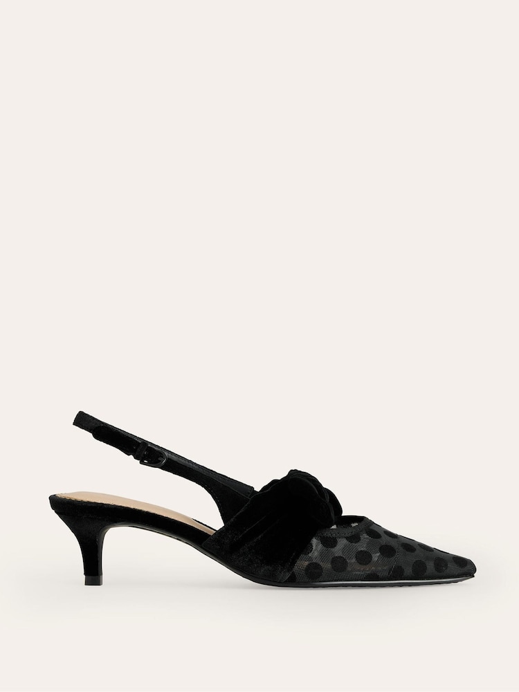 Boden Black Bow Kitten Heels - Image 2 of 4 Boden Black Bow Kitten Heels - Image 2 of 4