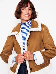 Boden Brown Faux Fur Shearling Jacket - Image 6 of 7
