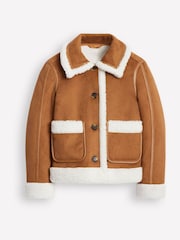 Boden Brown Faux Fur Shearling Jacket - Image 7 of 7