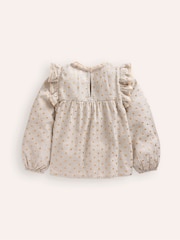 Boden Cream Smocked Ruffle 100% Cotton Blouse - Image 2 of 3