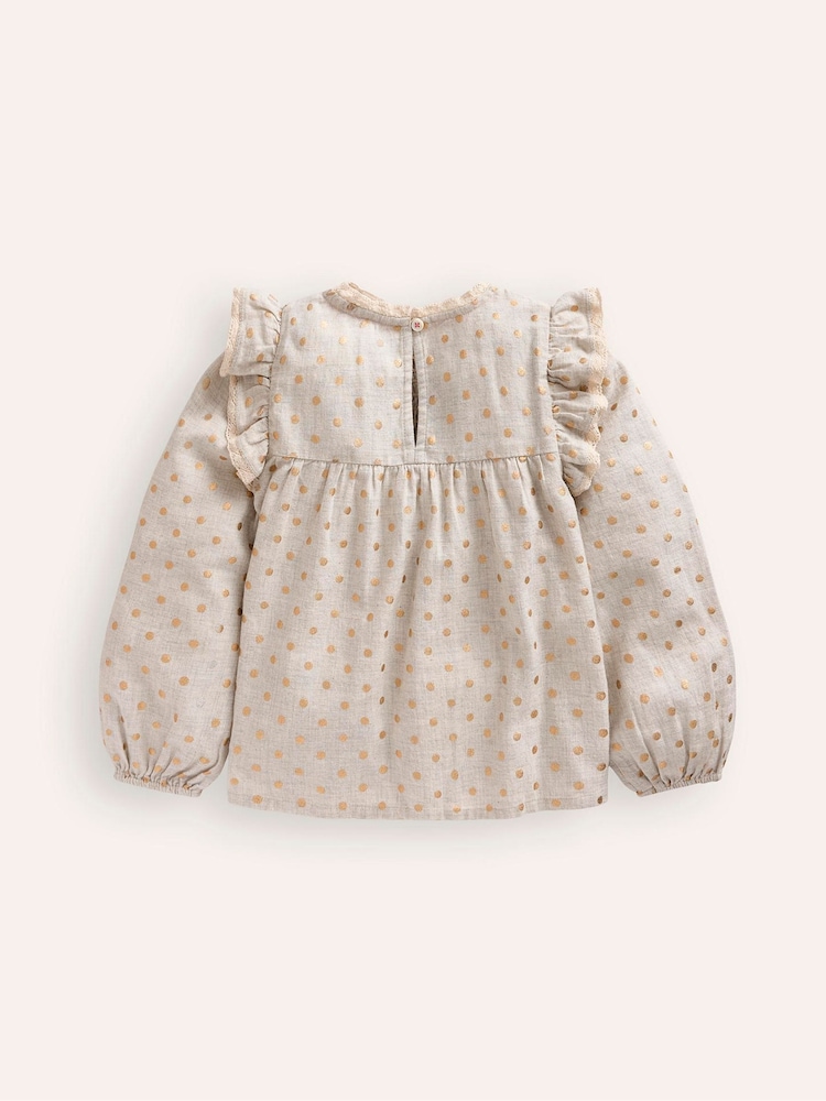 Boden Cream Smocked Ruffle 100% Cotton Blouse - Image 2 of 3