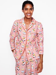 Boden Pink Brushed 100% Cotton Christmas Pyjama Shirt - Image 1 of 5