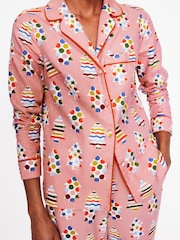 Boden Pink Brushed 100% Cotton Christmas Pyjama Shirt - Image 2 of 5
