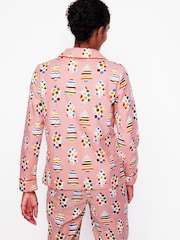 Boden Pink Brushed 100% Cotton Christmas Pyjama Shirt - Image 3 of 5