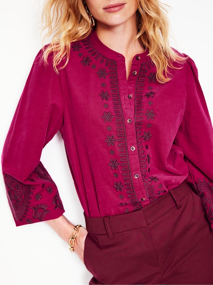 Boden Pink Theodora Corduroy 100% Cotton Blouse - Image 2 of 5