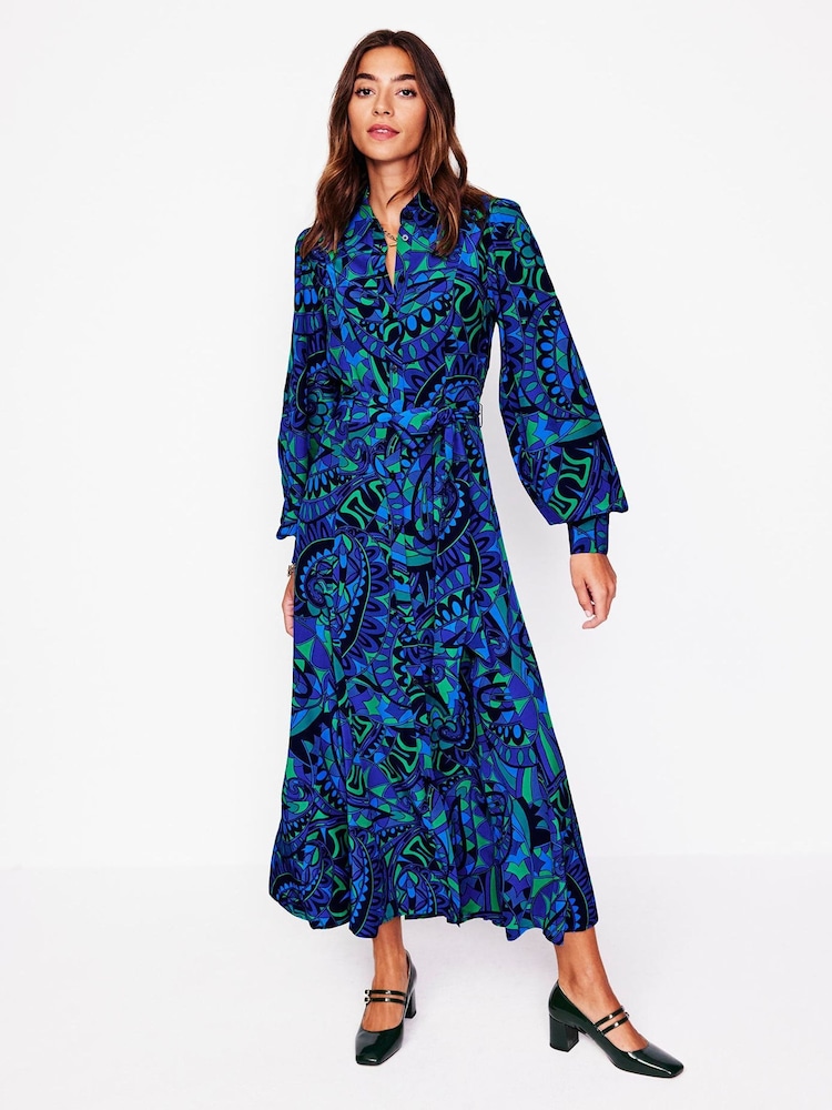 Boden Blue Martha Godet Maxi Shirt Dress - Image 1 of 5