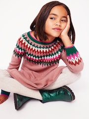 Boden Pink Minnie Fair Isle Pattern Jumper Dress - Image 2 of 6