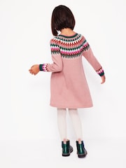 Boden Pink Minnie Fair Isle Pattern Jumper Dress - Image 3 of 6