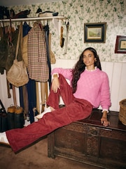 Boden Red Cord 100% Cotton Pull On Trousers - Image 1 of 6