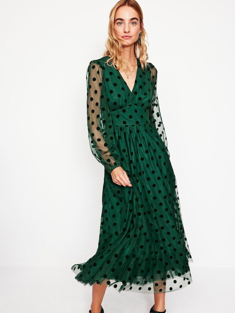 Boden Green Christina Tulle Midi Dress - Image 2 of 6 Boden Green Christina Tulle Midi Dress - Image 2 of 6
