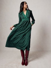 Boden Green Hotched Ponte Dress - Image 1 of 6