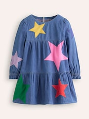 Boden Blue Betsy Tiered Twirly 100% Cotton Dress - Image 1 of 3