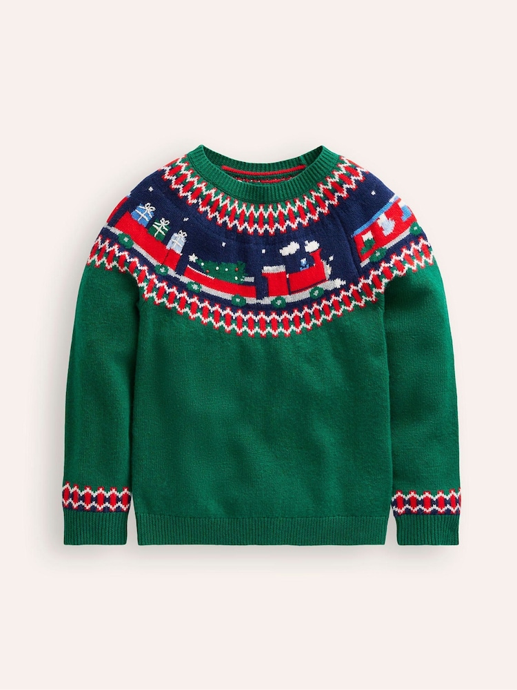 Boden Green Fair Isle Pattern CW Christmas Jumper - Image 1 of 3 Boden Green Fair Isle Pattern CW Christmas Jumper - Image 1 of 3