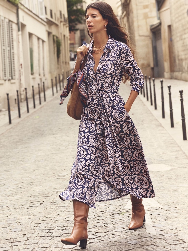 Boden Pink Marcia Jersey Midi Shirt Dress - Image 1 of 4