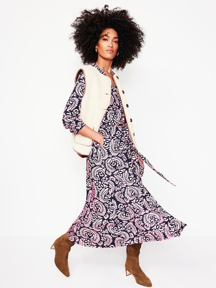 Boden Pink Marcia Jersey Midi Shirt Dress - Image 2 of 4