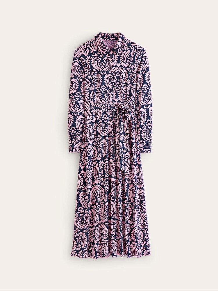 Boden Pink Marcia Jersey Midi Shirt Dress - Image 4 of 4