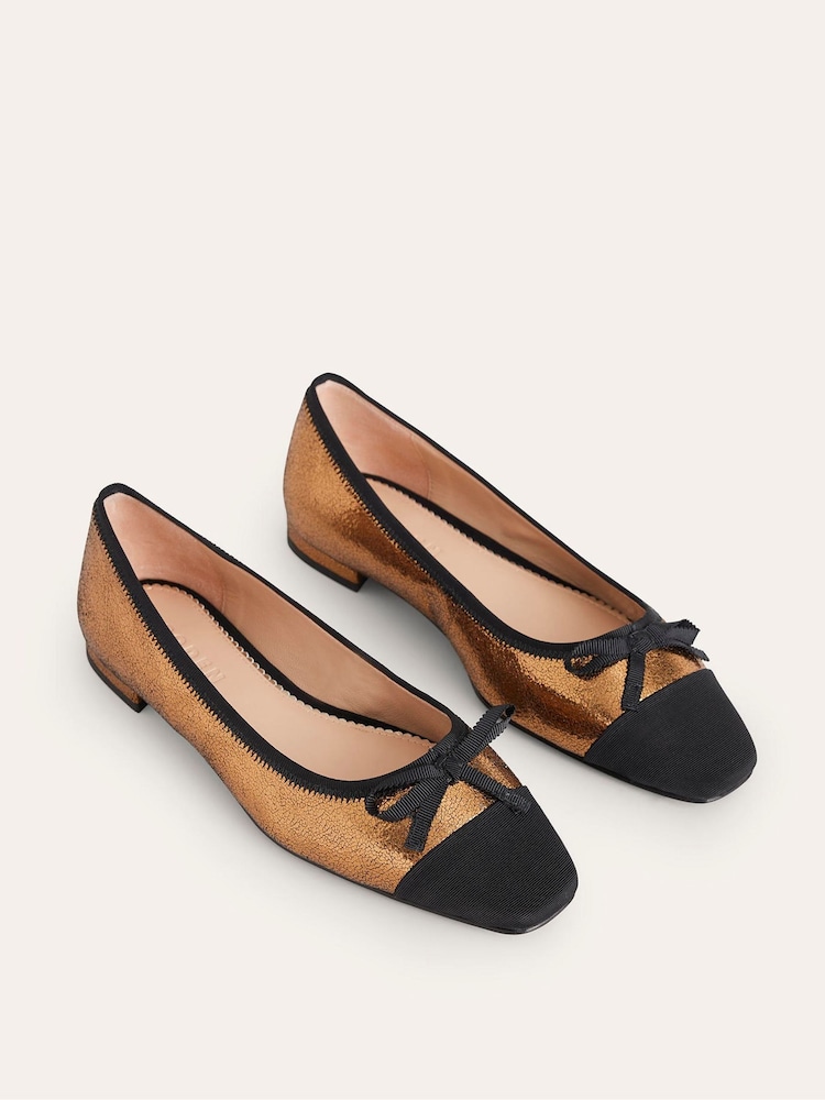 Boden Gold Toe Cap Ballet Flats - Image 2 of 4 Boden Gold Toe Cap Ballet Flats - Image 2 of 4