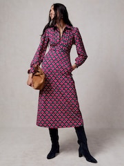Boden Pink Piping Zip-Up Ponte Dress - Image 1 of 6