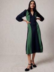 Boden Blue Notch Abstract Ponte Dress - Image 1 of 6