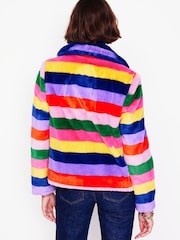 Boden Yellow Stripe Faux-Fur Coat - Image 3 of 5