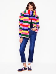 Boden Yellow Stripe Faux-Fur Coat - Image 4 of 5