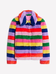 Boden Yellow Stripe Faux-Fur Coat - Image 5 of 5