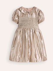 Boden Gold Smocked Party Dress - Image 1 of 4