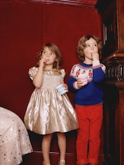 Boden Gold Smocked Party Dress - Image 2 of 4