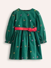 Boden Green Christmas Peggy Cord Party 100% Cotton Dress - Image 1 of 4