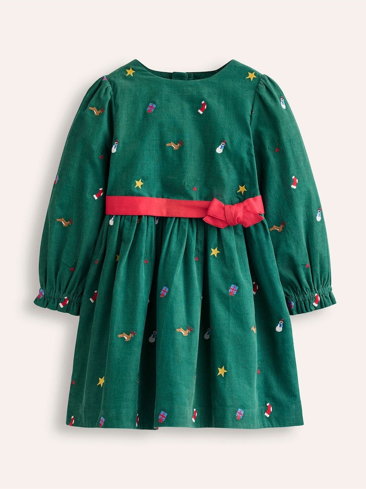 Boden Green Christmas Peggy Cord Party 100% Cotton Dress - Image 1 of 4