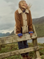 Boden Brown Borg Quilted Coat - Image 1 of 6