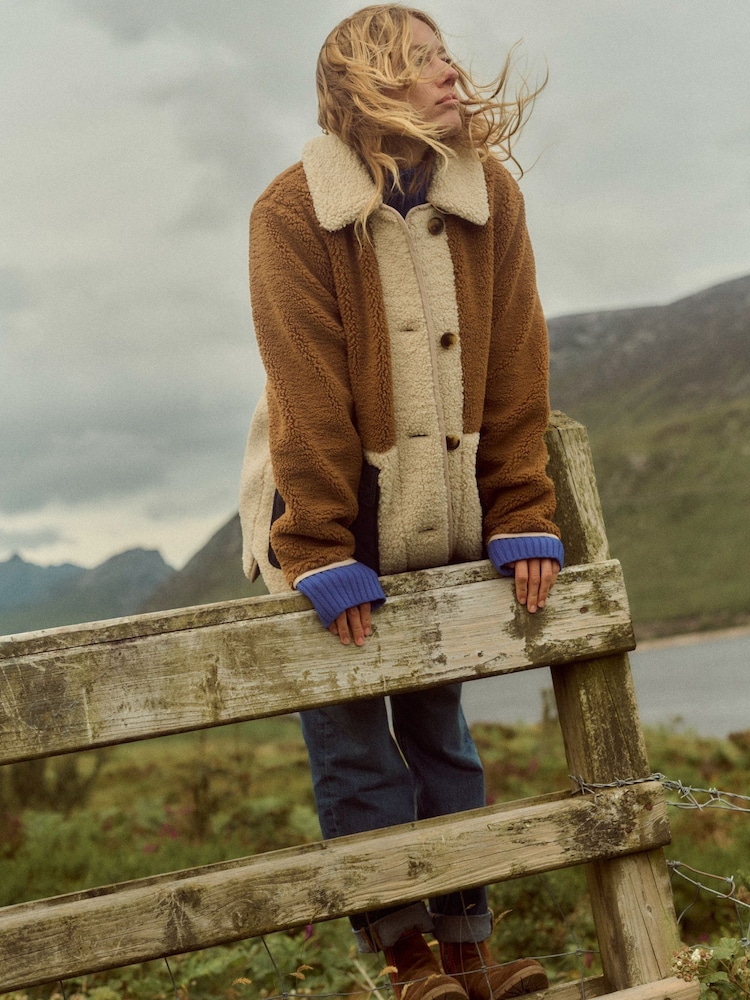 Boden Brown Borg Quilted Coat - Image 1 of 6