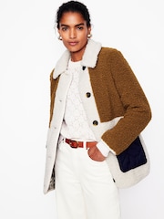 Boden Brown Borg Quilted Coat - Image 2 of 6