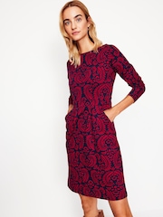 Boden Burgundy 100% Cotton Florrie Long Sleeve Dress - Image 1 of 5