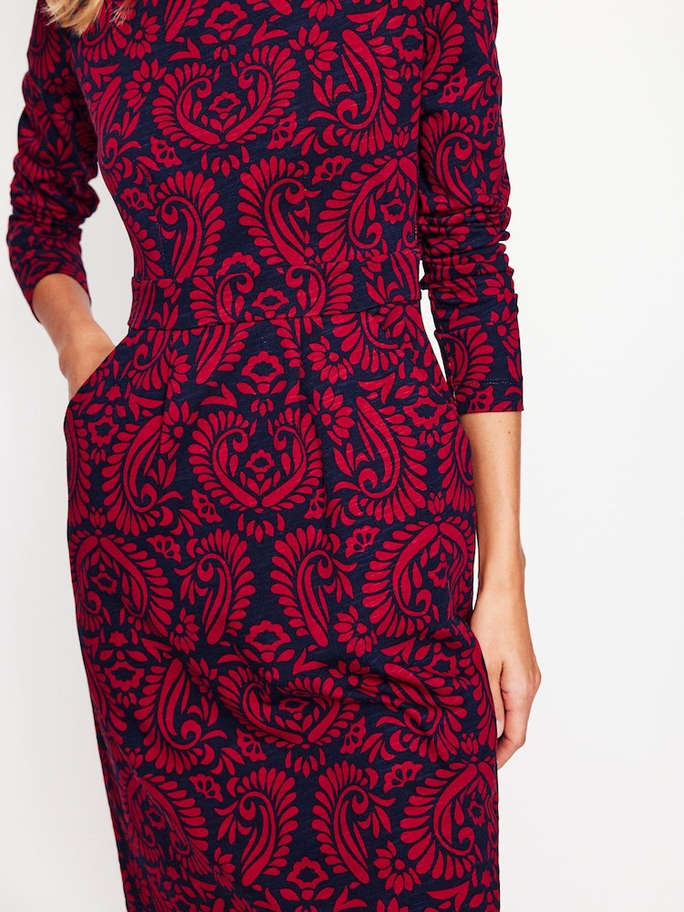 Boden Burgundy 100% Cotton Florrie Long Sleeve Dress - Image 2 of 5
