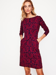 Boden Burgundy 100% Cotton Florrie Long Sleeve Dress - Image 4 of 5