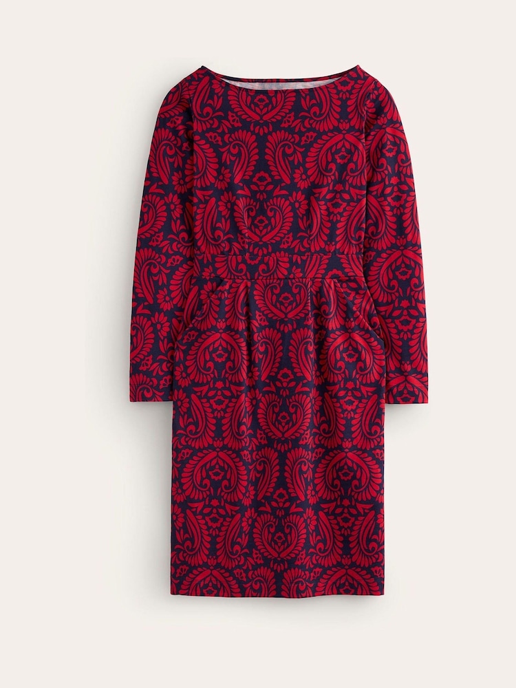 Boden Burgundy 100% Cotton Florrie Long Sleeve Dress - Image 5 of 5