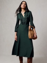 Boden Green Frilled Pointelle Dress - Image 1 of 6
