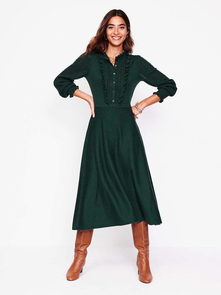 Boden Green Frilled Pointelle Dress - Image 2 of 6