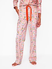 Boden Pink Brushed 100% Cotton Christmas Pyjama Trousers - Image 2 of 5
