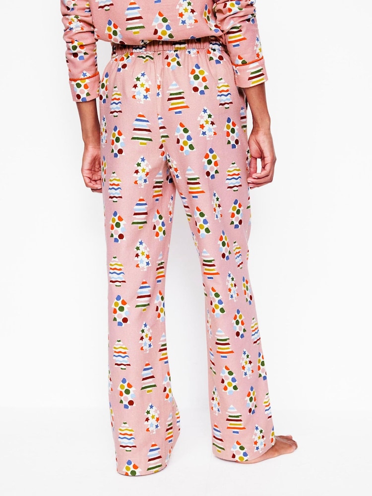 Boden Pink Brushed 100% Cotton Christmas Pyjama Trousers - Image 3 of 5