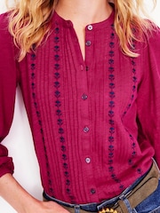 Boden Pink Marina Embroidered 100% Cotton Shirt - Image 2 of 4