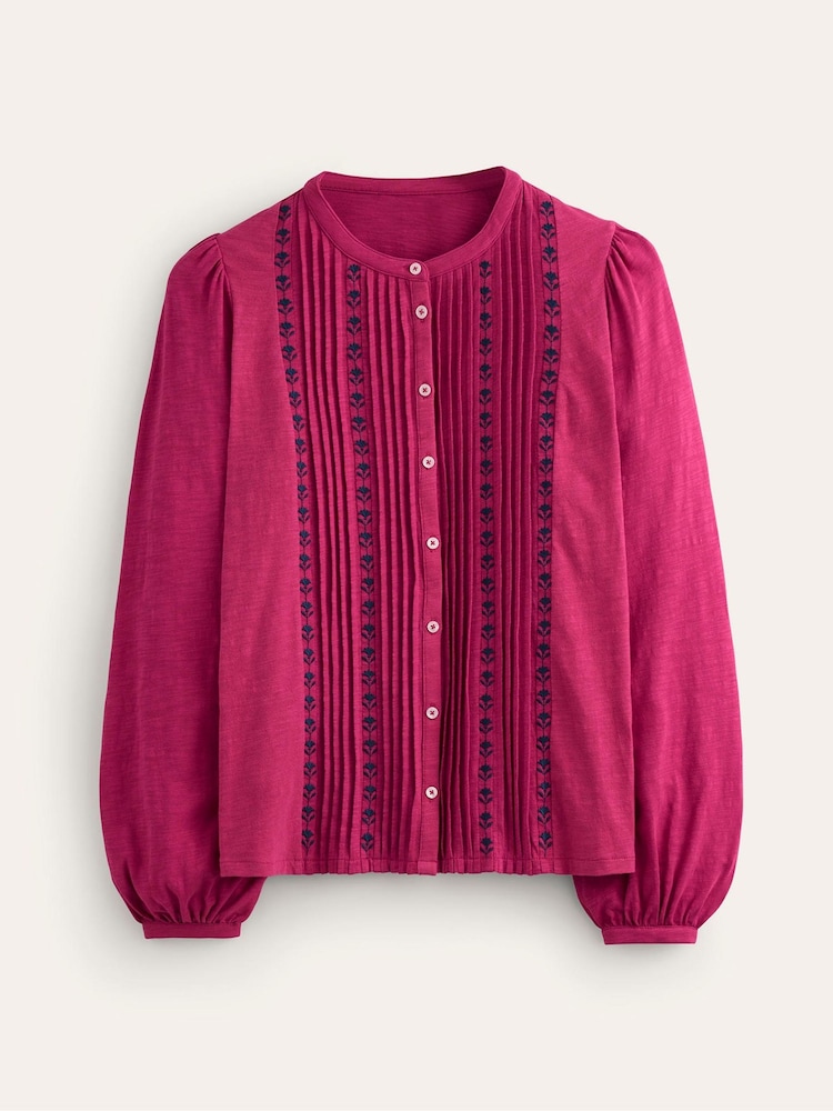 Boden Pink Marina Embroidered 100% Cotton Shirt - Image 4 of 4