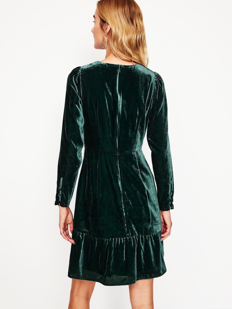 Boden Green Velvet Short Dress - Image 3 of 6